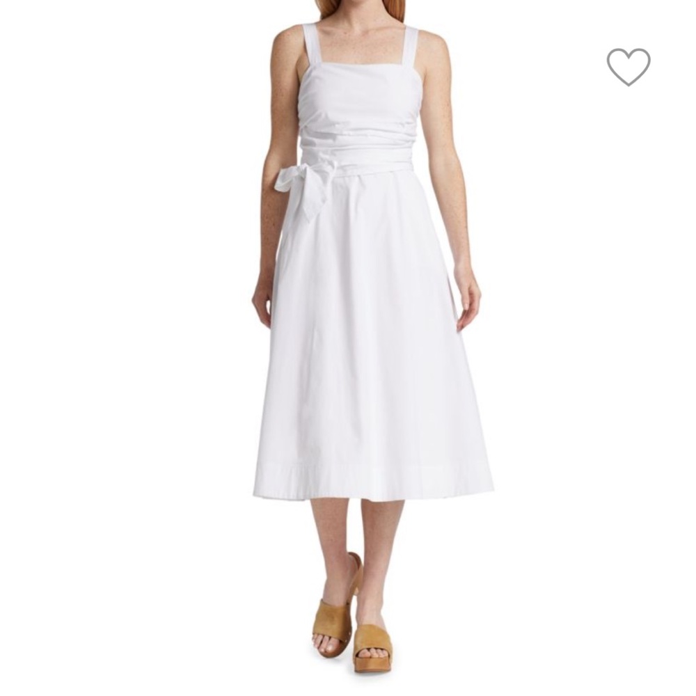 Veronica Beard Positano Ruched Bow Dress in White, Size: 4